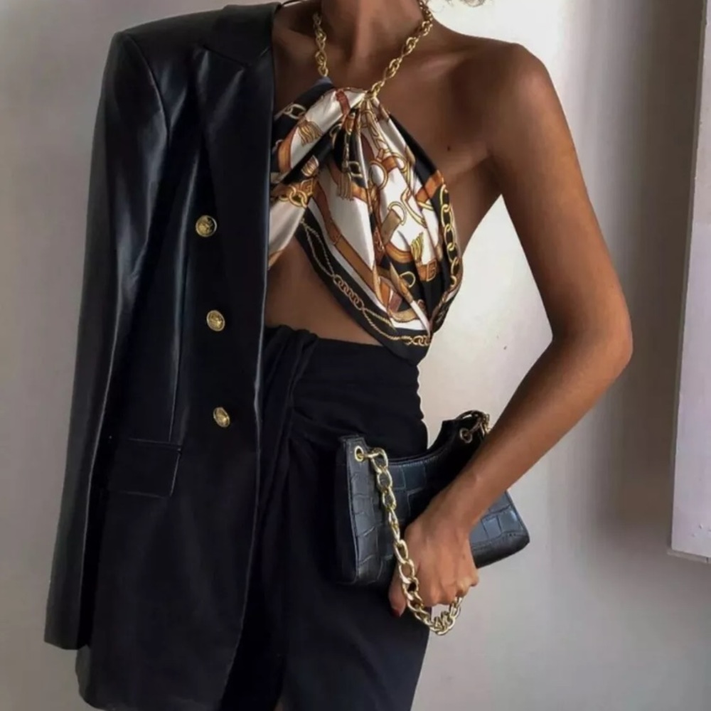 NWT Zara Faux Leather Blazer